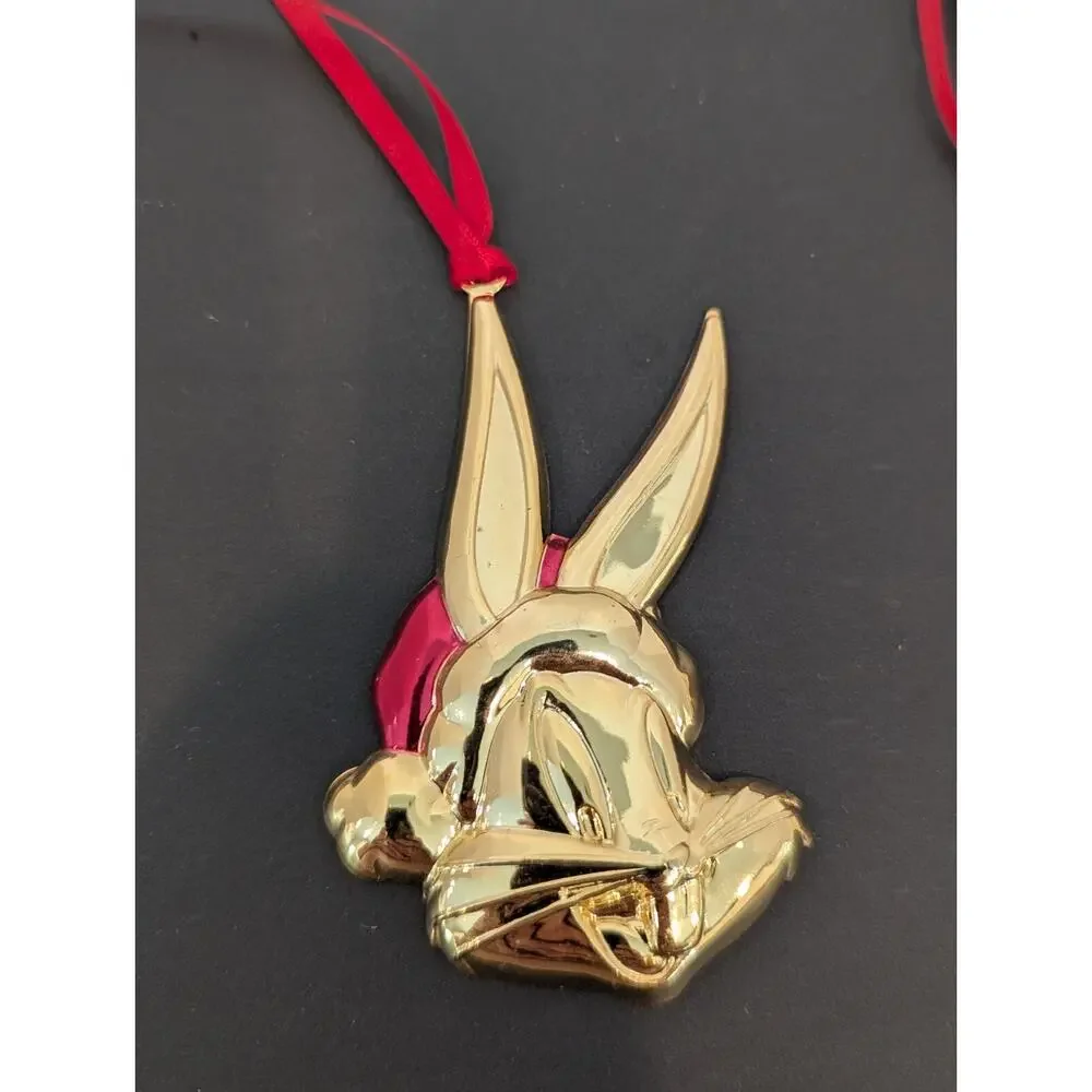 Looney Toons 3 Ornament Gold Tone Signed Vintage'97 Gloria Duchin Warner Brother